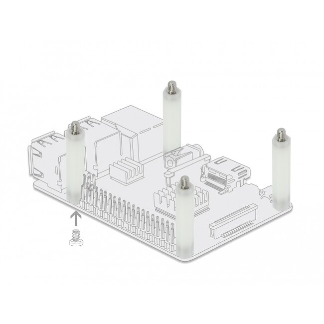 Delock Standoff M5 x M4, hexagon, inside / outside, 50 mm natural 4 pcs