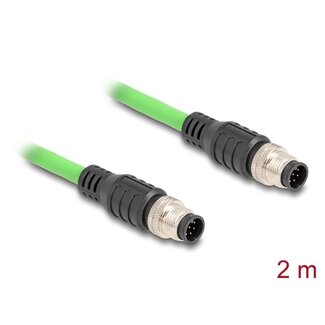 DeLOCK Delock M12 Cable A-coded 8 pin male to male PUR (TPU) 2 m