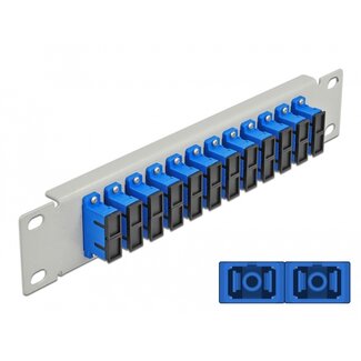 DeLOCK Delock 10″ Fiber Optic Patch Panel 12 Port SC Duplex blue 1U grey
