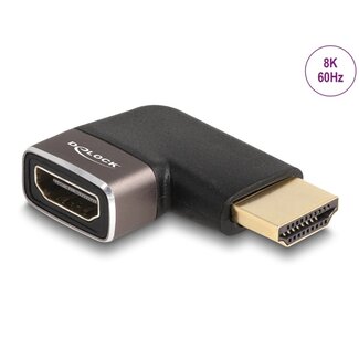 DeLOCK Delock HDMI Adapter male to female 90° left angled 8K 60 Hz grey metal