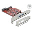 Delock PCI Express x4 Card to 1 x external USB Type-C™ female + 2 x external USB Type-A female SuperSpeed USB 10 Gbps + 1 x internal USB 5 Gbps Pin Header