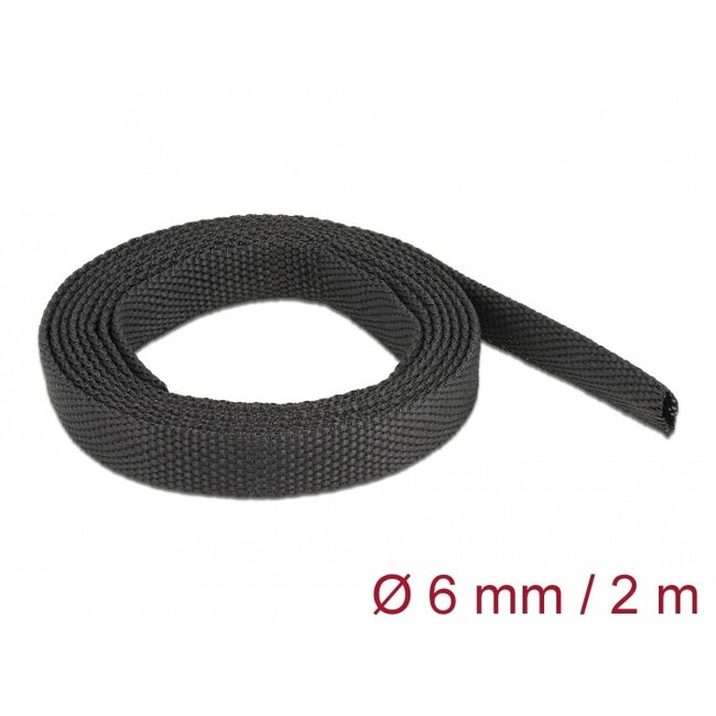 Delock Fabric heat shrink tube 2 m x 6 mm shrinkage ratio 2:1 black