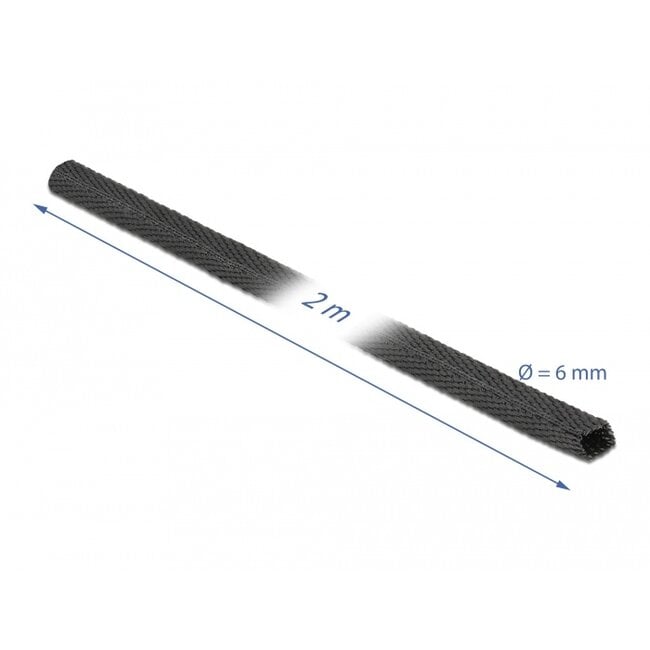 Delock Fabric heat shrink tube 2 m x 6 mm shrinkage ratio 2:1 black