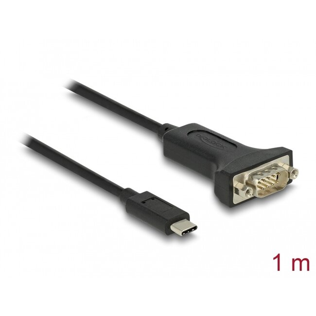Delock Adapter USB Type-C™ to 1 x Serial RS-232 D-Sub 9 pin male with nuts 1 m