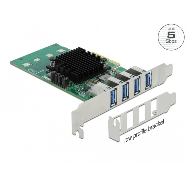 Delock PCI Express x4 Card to 4 x external USB 3.0 Quad Channel - Low Profile Form Factor