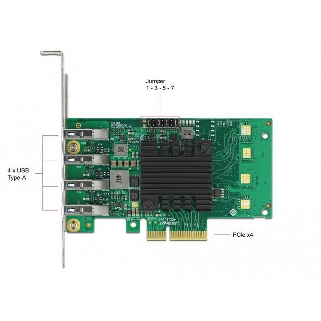 Delock PCI Express x4 Card to 4 x external USB 3.0 Quad Channel - Low Profile Form Factor
