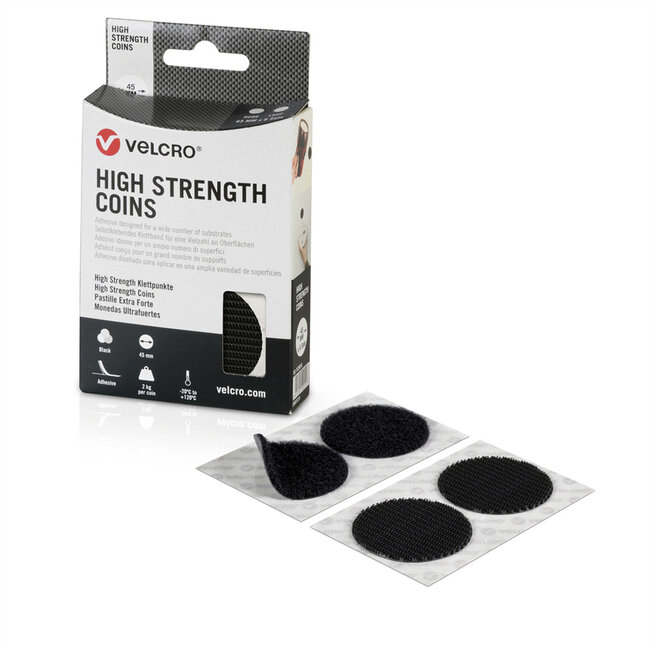 VELCRO® Sterke klittenband 6 haakpunten 6 luspunten, haak & lus, DM 45mm zwart