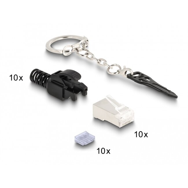 Delock RJ45 Modular plug Cat.6A lockable 10 pcs Set