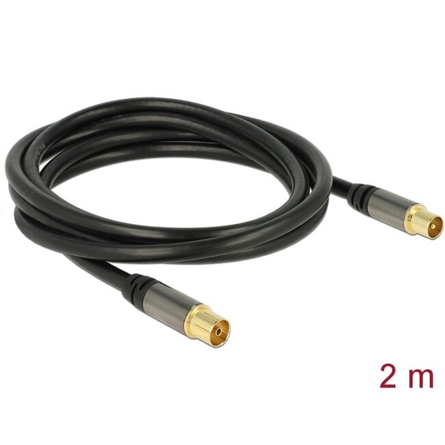 Delock Antenna Cable IEC Plug > IEC Jack RG-6/U 2 m black