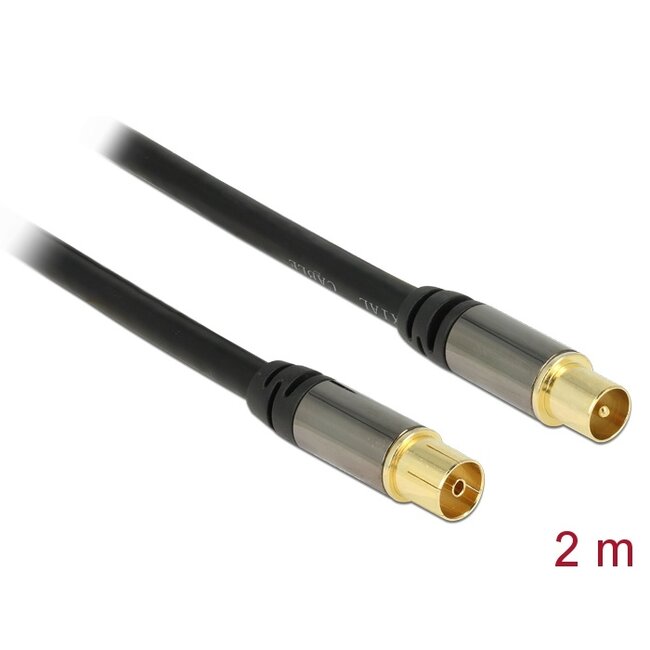 Delock Antenna Cable IEC Plug > IEC Jack RG-6/U 2 m black