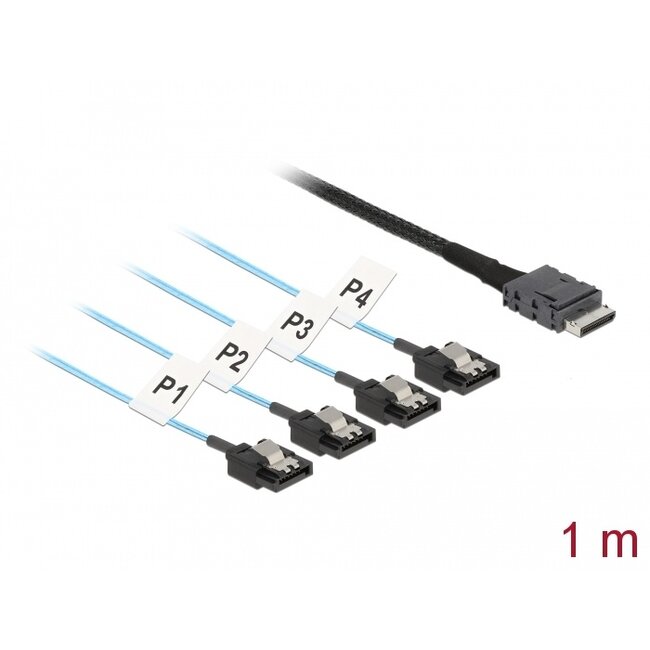 Delock Cable OCuLink SFF-8611 > 4 x SATA 7 pin 1 m metal
