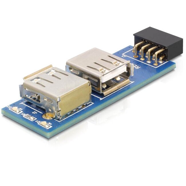 Delock USB pin header female > 2 x USB 2.0 female - left / right