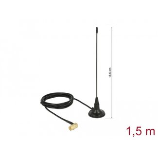 DeLOCK Delock 480 MHz Antenna SMA plug 90° 2.5 dBi fixed omnidirectional with magnetic base and connection cable RG-174 1.5 m outdoor black