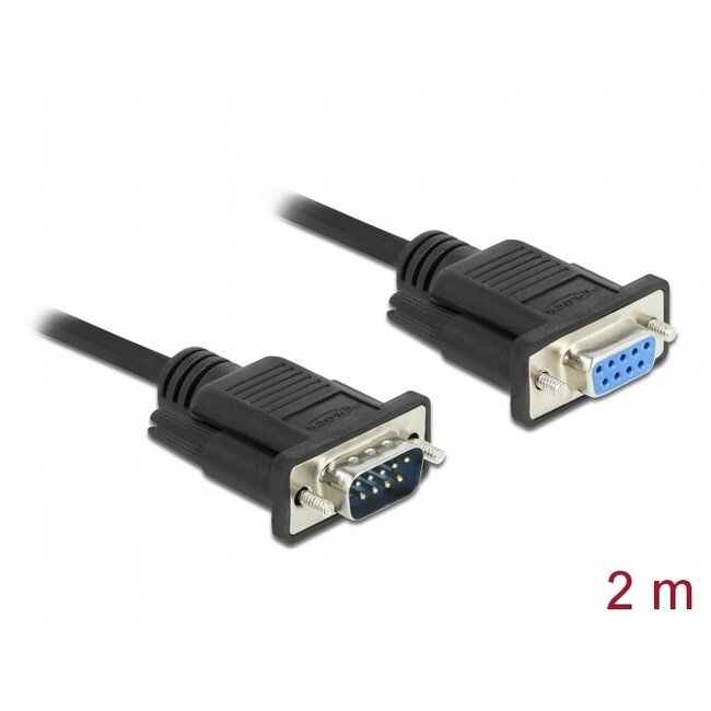 Delock Serial Cable RS-232 D-Sub9 male to female with narrow plug housing 2 m