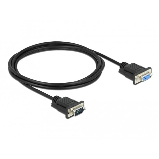 Delock Serial Cable RS-232 D-Sub9 male to female with narrow plug housing 2 m