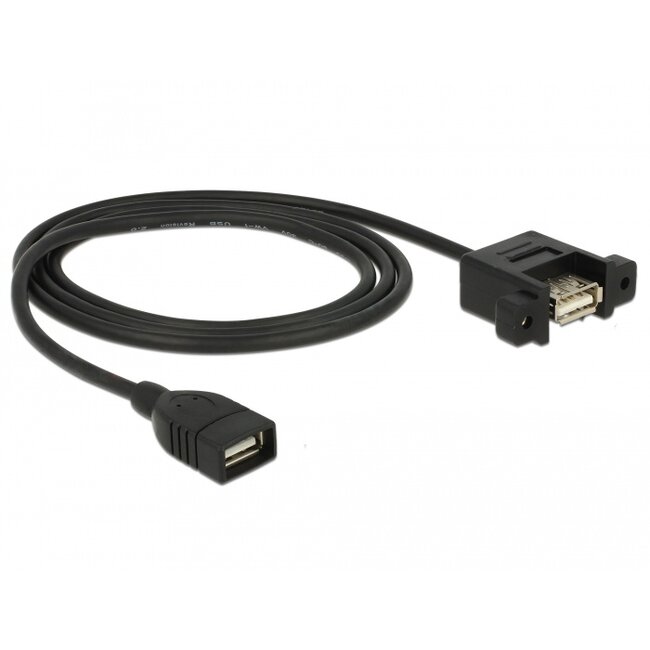 Delock Cable USB 2.0 Type-A female > USB 2.0 Type-A female panel-mount 1 m