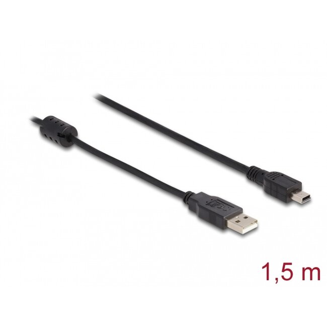 Delock Cable USB 2.0 Type-A male > USB 2.0 Mini-B male 1.5 m black