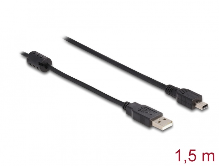 DeLOCK 82252 Kabele USB 2.0 > USB-B mini 5pin male/male 1,5m zwart