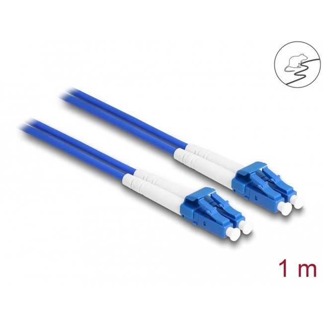 Delock Fiber Optical Cable with metal armouring LC Duplex to LC Duplex Singlemode OS2 1 m