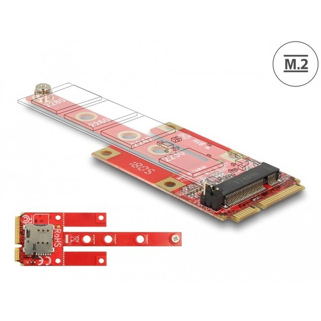 Delock Converter Mini PCIe > M.2 Key B slot + Micro SIM slot