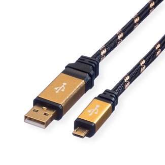 Roline ROLINE GOLD USB 2.0 Kabel, USB A Male - Micro USB B Male, 0,8 m