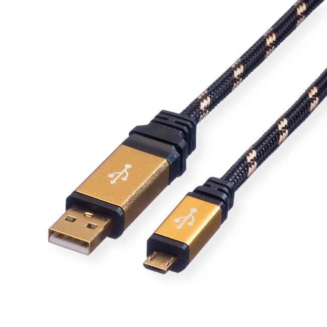 ROLINE GOLD USB 2.0 Kabel, USB A Male - Micro USB B Male, 0,8 m