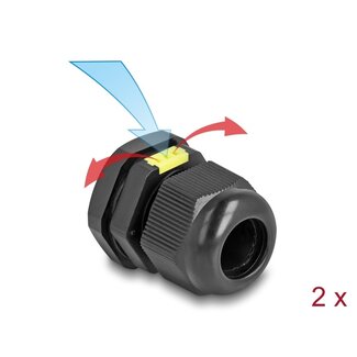 DeLOCK Delock Cable Gland M20 with ventilation IP68 dust and waterproof black 2 pieces