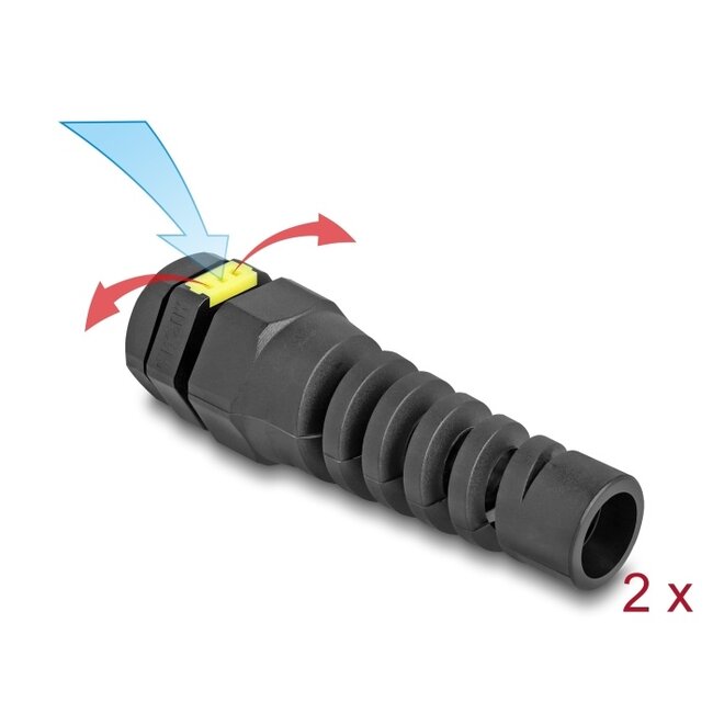 Delock Cable Gland M12 with ventilation and strain relief IP68 dust and waterproof black 2 pieces