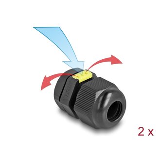 DeLOCK Delock Cable Gland M12 with ventilation IP68 dust and waterproof black 2 pieces
