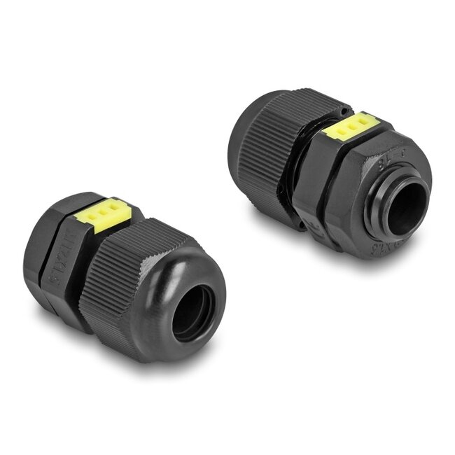 Delock Cable Gland M12 with ventilation IP68 dust and waterproof black 2 pieces