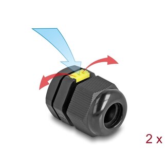DeLOCK Delock Cable Gland M16 with ventilation IP68 dust and waterproof black 2 pieces