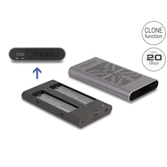 DeLOCK Delock External USB 20 Gbps Enclosure for 2 x M.2 NVMe PCIe SSD with USB Type-C™ female and Clone function