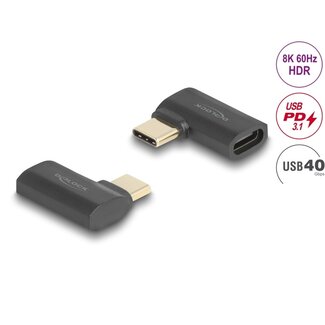 DeLOCK Delock USB Adapter 40 Gbps USB Type-C™ PD 3.1 240 W male to female angled left / right 8K 60 Hz