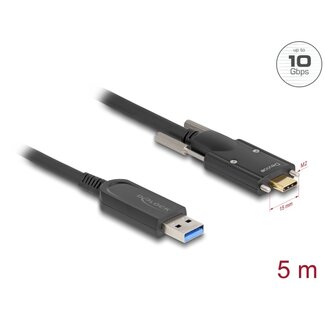 DeLOCK Delock Active Optical Cable USB 10 Gbps Type-A male to USB Type-C™ male with screws on the sides 5 m