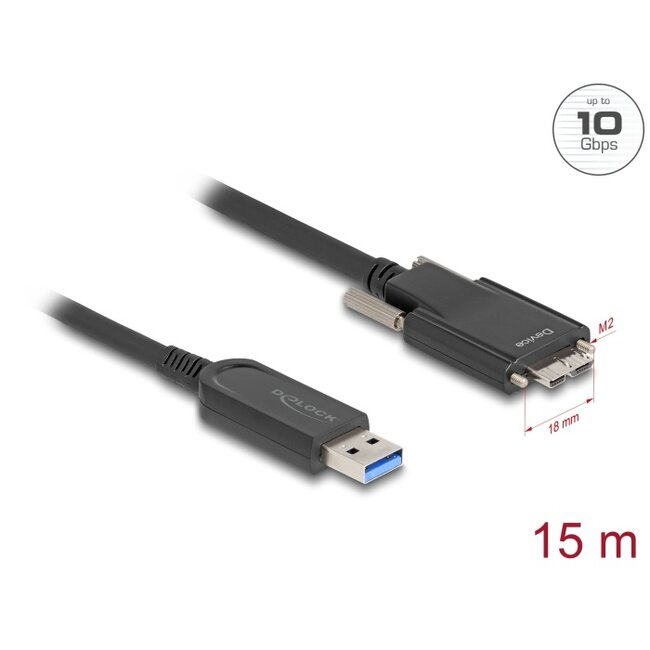 Delock Active Optical Cable USB 10 Gbps Type-A male to Type Micro-B male with screws 15 m