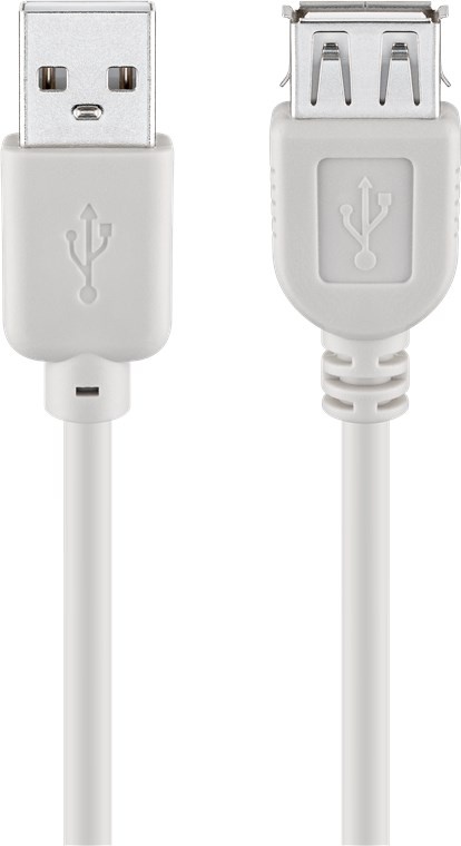 Goobay USB Verl AA 180 HiSpeed 2.0 1.8m. Snoerlengte: 1,8 m, Aansluiting 1: USB A, Aansluiting 2: USB A, Geslacht connector: Mannelijk/Vrouwelijk, Kleur van het product: Grijs