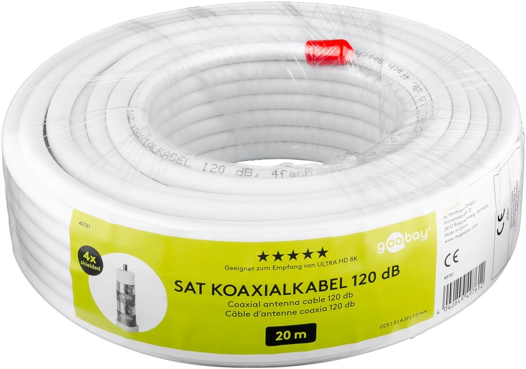 Goobay 120 dB SAT coaxkabel, 4x afgeschermd