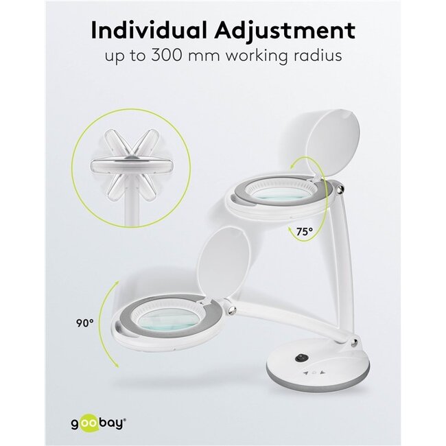 Goobay LED Magnifying Lamp with Base, 6 W, white