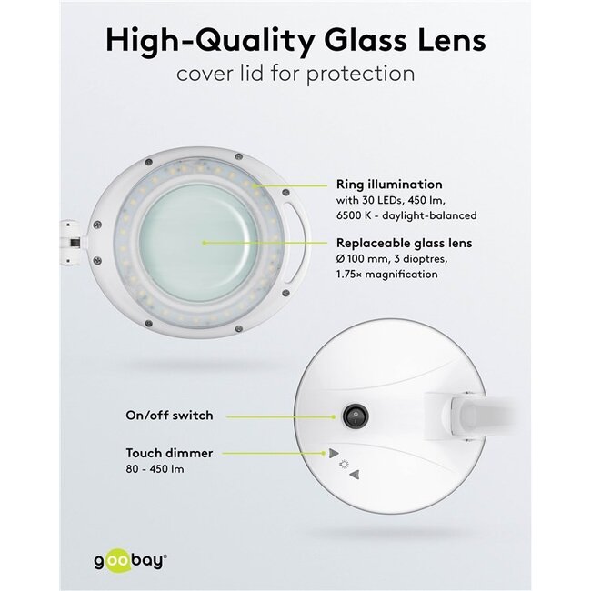 Goobay LED Magnifying Lamp with Base, 6 W, white