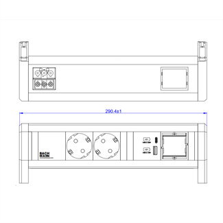 Bachmann BACHMANN DESK 2xCEE7/3 1xUSB A/C 22W 1xCM GST18 RAL9010