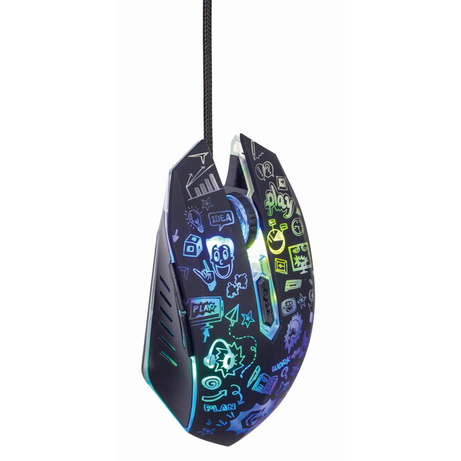 6-knops optische muis met gekleurde verlichting, zwart