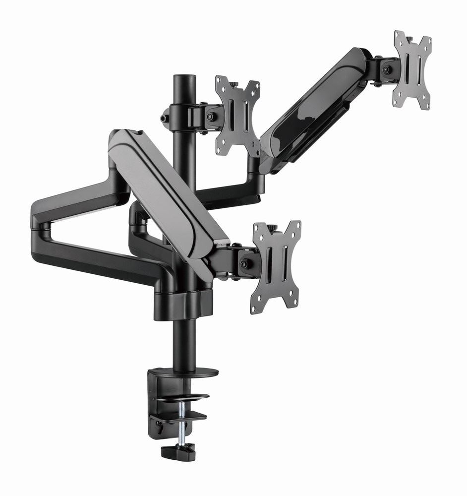 Dubbele gasgeveerde bureau-arm voor 3 monitoren |