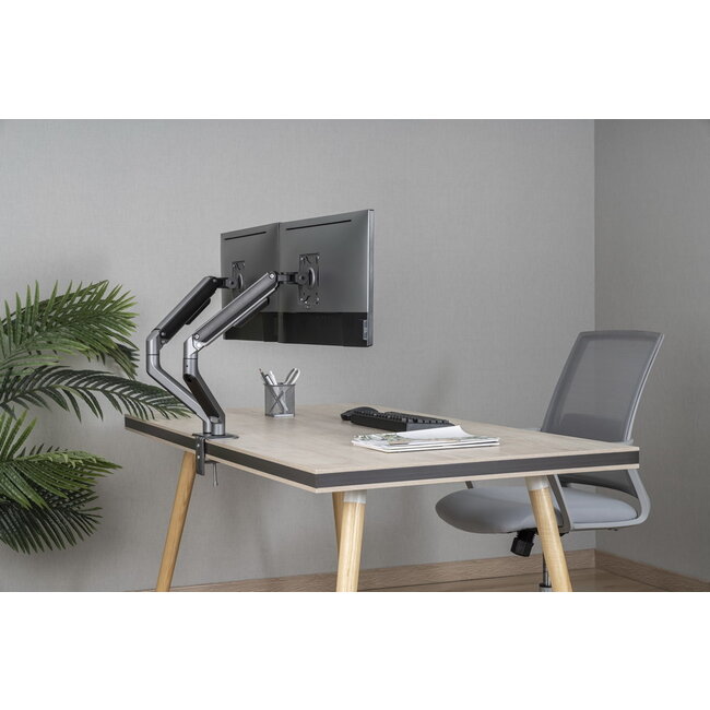 Dubbele monitorarm met gasveer, space grey