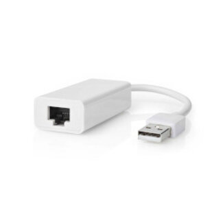 Nedis USB-netwerkadapter | USB 2.0 | 100 Mbps | USB-A Male | RJ45 Female | 0.20 m | Rond | Verguld / Vernikkeld | Koper | Wit | Doos