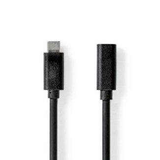 Nedis USB-Kabel | USB 3.2 Gen 1 | USB-C™ Male | USB-C™ Female | 60 W | 4K@60Hz | 5 Gbps | Vernikkeld | 2.00 m | Rond | PVC | Zwart | Label