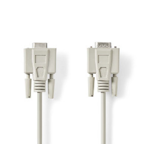Nedis Seriële Kabel - D-SUB 9-Pins Male - D-SUB 9-Pins Female - Vernikkeld - 5.00 m - Rond - PVC - Ivoor - Label