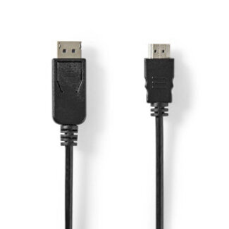 Nedis DisplayPort-Kabel | DisplayPort Male | HDMI™ Connector | 4K@30Hz | Vernikkeld | 2.00 m | Rond | PVC | Zwart | Label