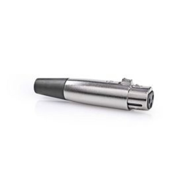 XLR-Connector | Recht | Female | Vernikkeld | Solderen | Diameter kabelinvoer: 7.0 mm | Metaal | Zilver | 25 Stuks | Polybag