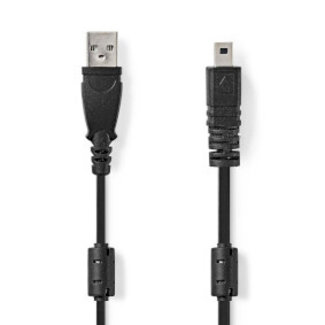 Nedis USB-Kabel | USB 2.0 | USB-A Male | US-E6 8-pins Male | 480 Mbps | Vernikkeld | 2.00 m | Rond | PVC | Zwart | Label