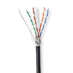 Netwerk Kabel Rol | CAT6 | Solid | S/FTP | CCA | 305.0 m | Buitenshuis | Rond | PE | Zwart | Gift Bo